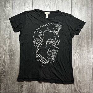 Diesel Black Graphic Tee with White Design Large